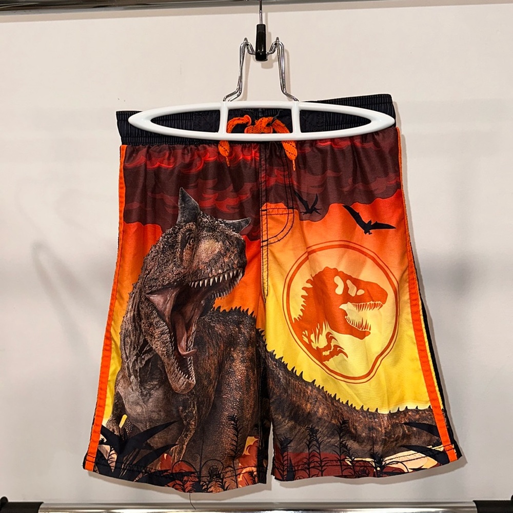 Jurassic World SWIM TRUNKS Bathing Suit Size 10/12 Fallen Kingdom T-Rex Dinosaur